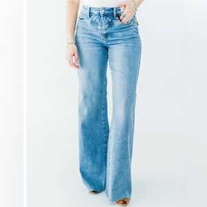 Judy Blue High Waist Retro Wide Jeans With Quilt Stitching Size 13/31 NWT